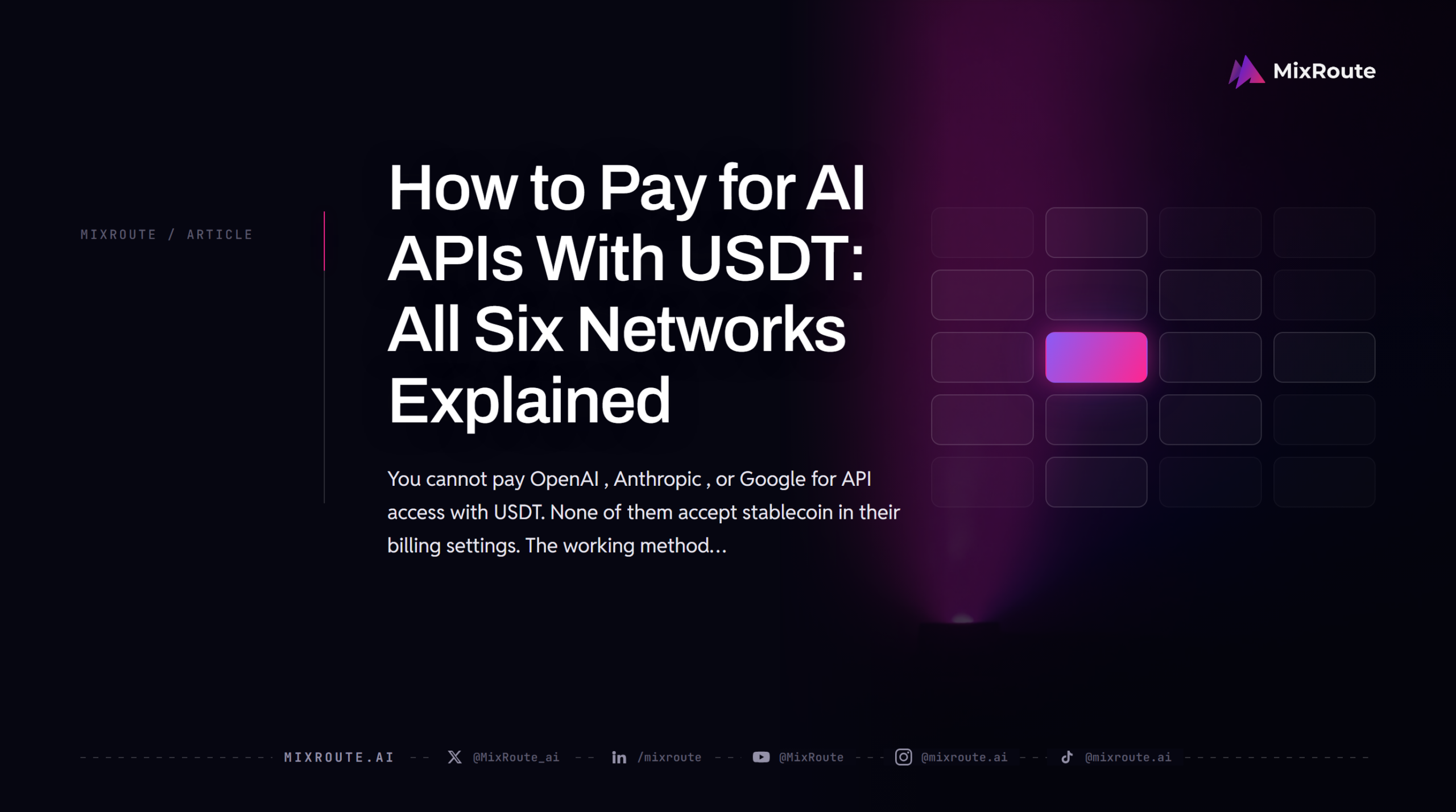 How to Pay for AI APIs With USDT: All Six Networks Explained 1 Article cover: How to Pay for AI APIs With USDT: All Six Networks Explained