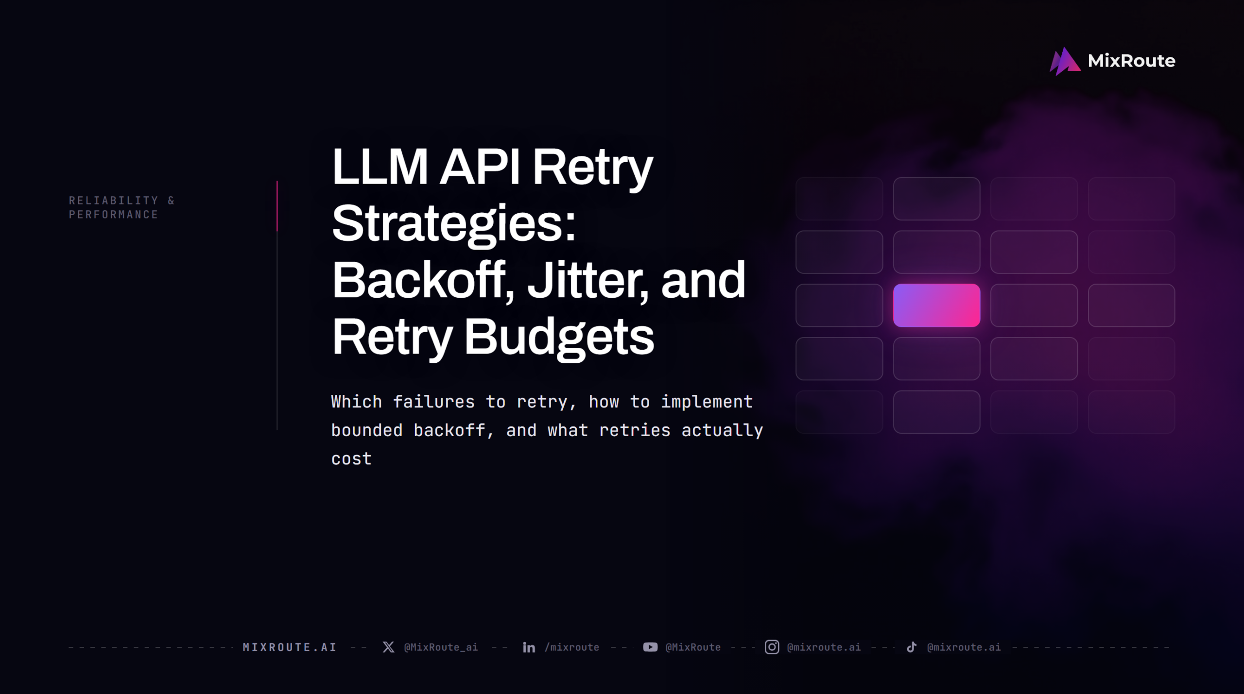 Cover for a guide to LLM API retry strategies, backoff, jitter and retry budgets