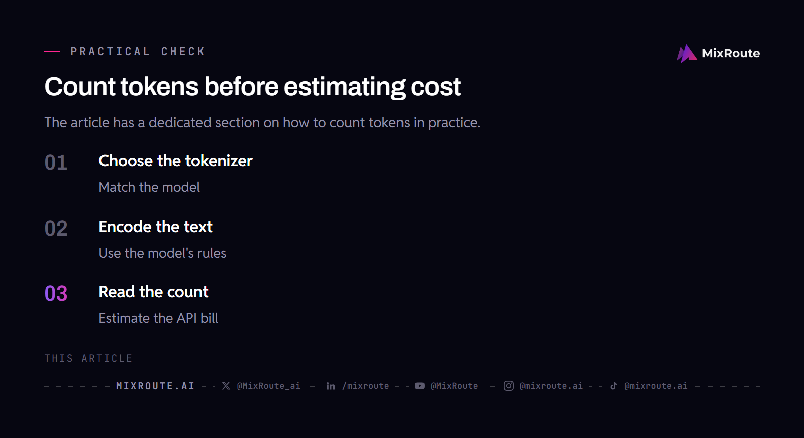 What Is a Token? The Unit Behind Every AI API Bill 4 Three-step path for counting tokens before estimating an AI API bill