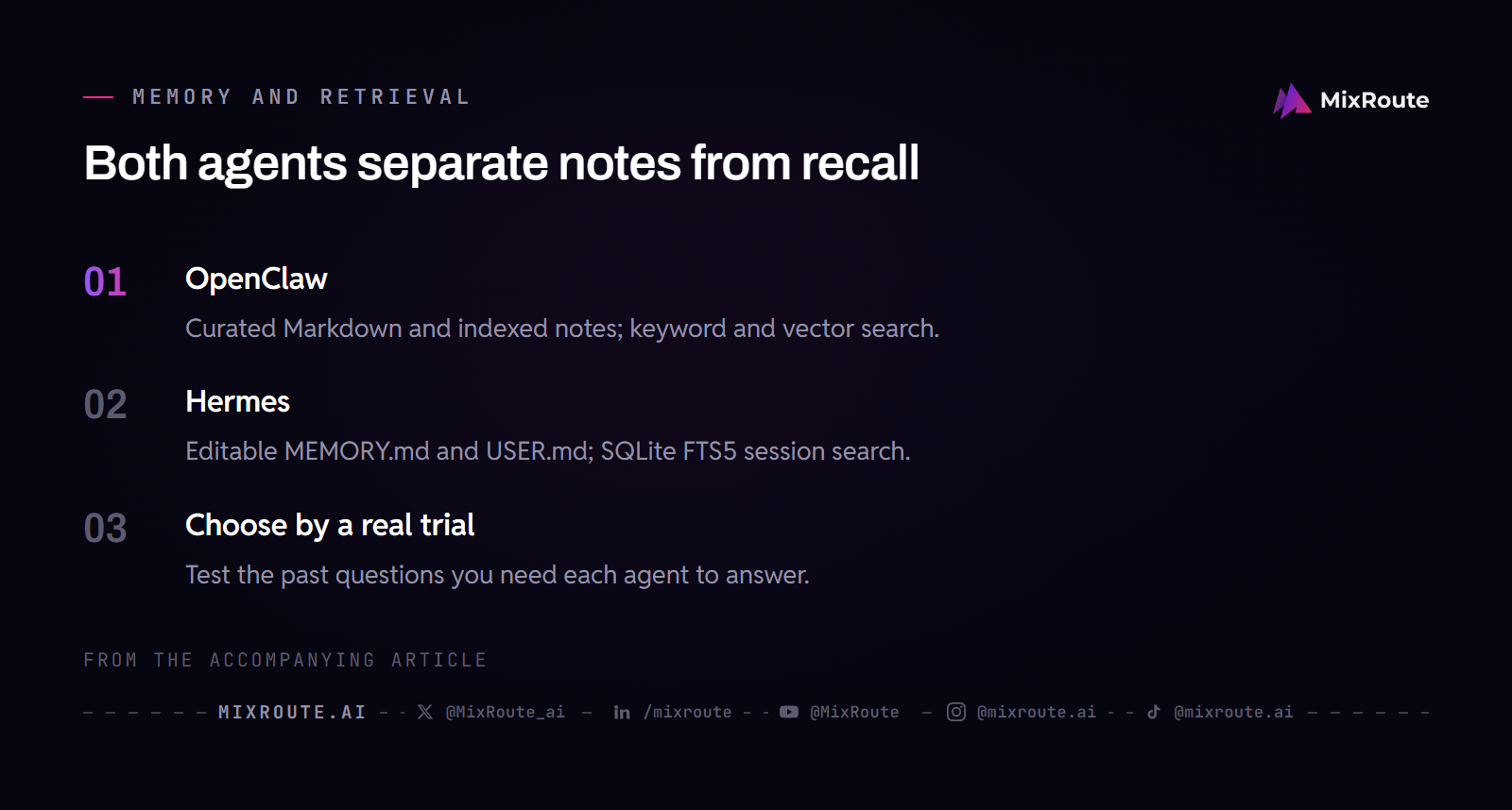 Hermes Agent vs OpenClaw: Which open-source agent should you run? 2 Both agents have curated editable notes and retrieval, with different storage and search mechanisms.