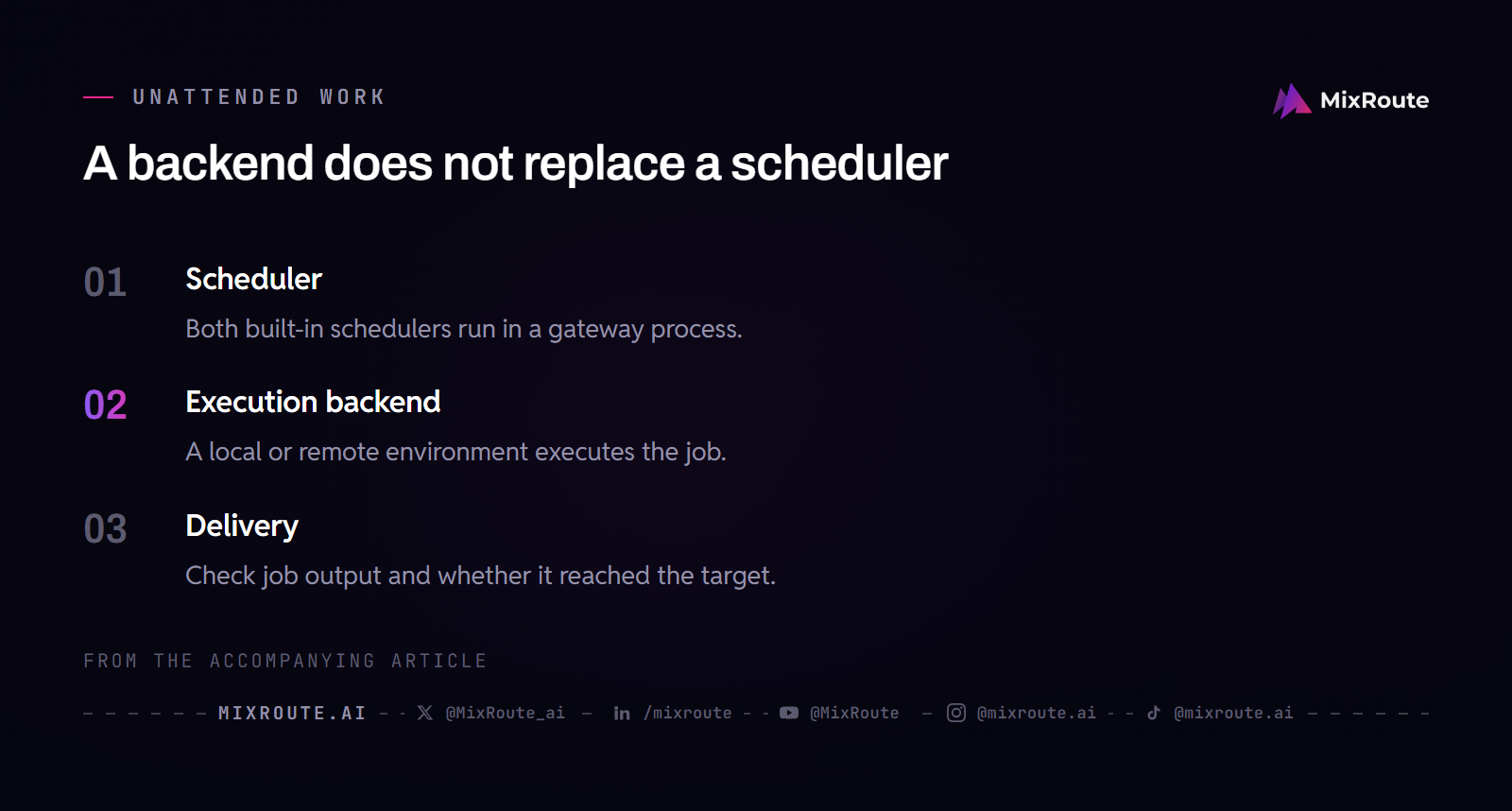 Hermes Agent vs OpenClaw: Which open-source agent should you run? 3 Gateway scheduler triggers work, an execution backend runs it, and result delivery is checked separately.