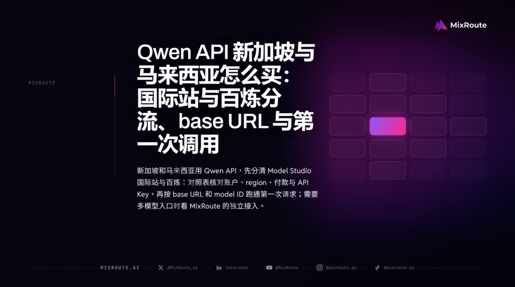 Qwen API 新加坡与马来西亚怎么买：国际站与百炼分流、base URL 与第一次调用