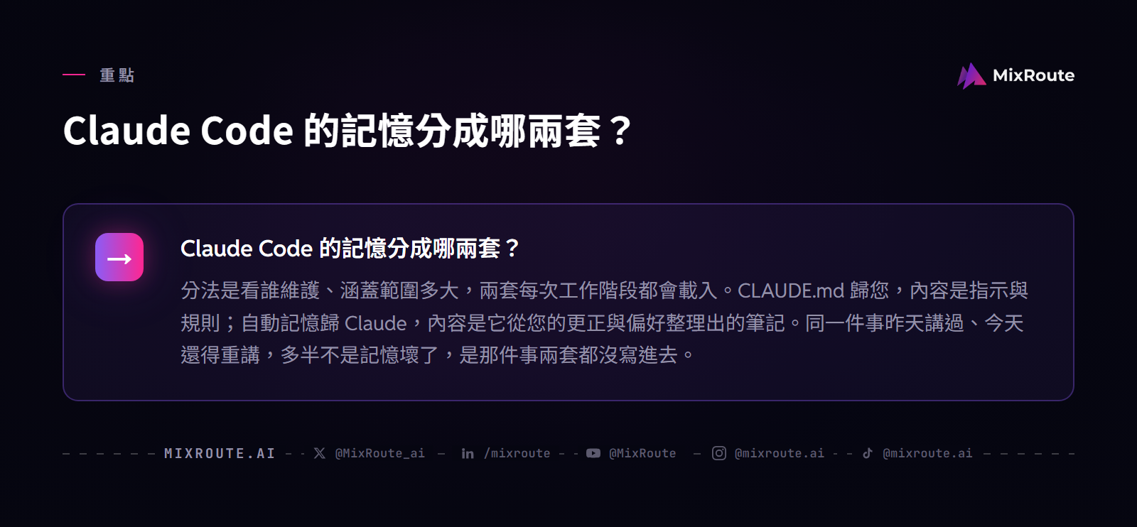 Claude Code 的記憶分成哪兩套？